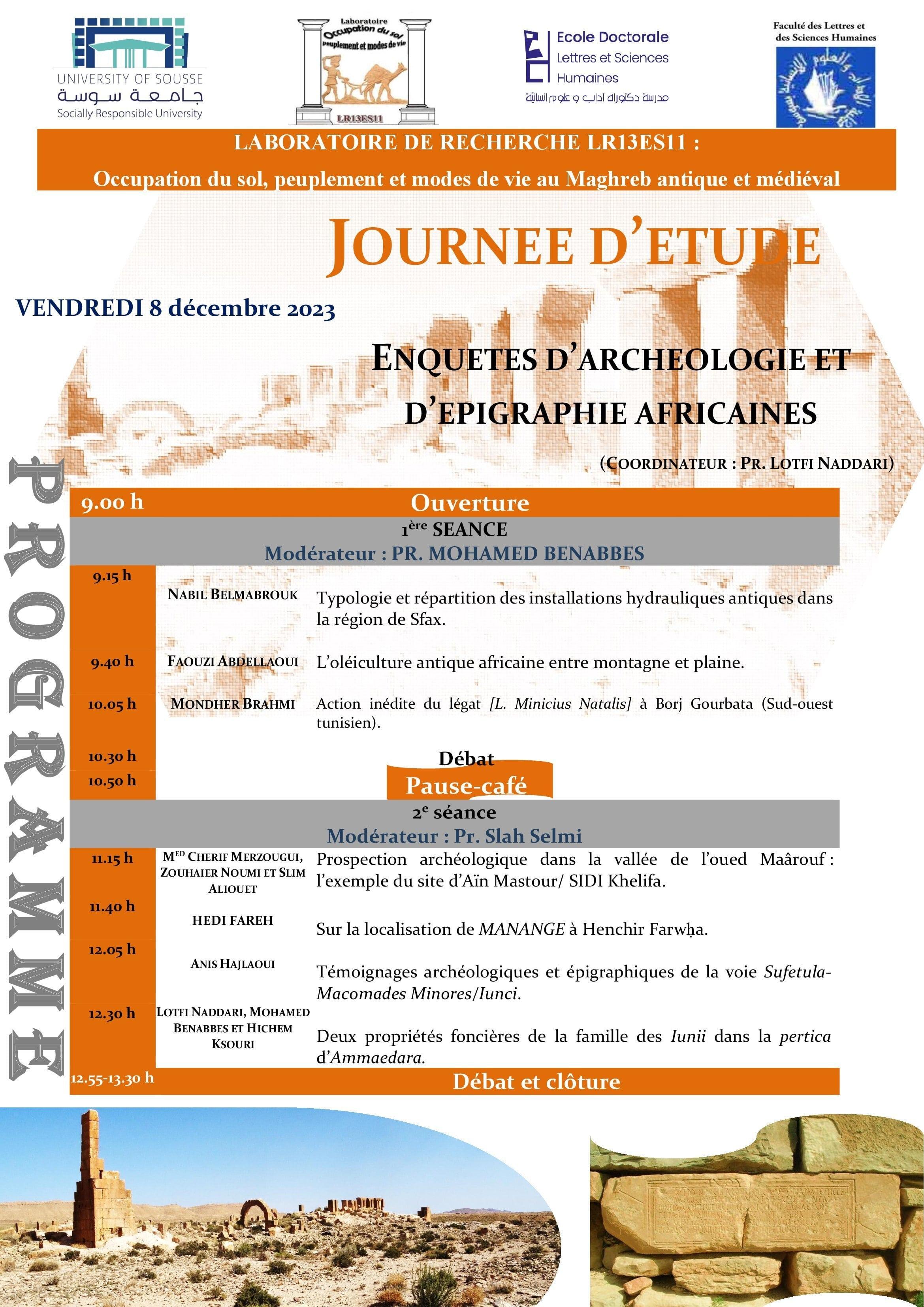 Journée d'étude  "Enquêtes d'archéologie et d'epigraphie africaines"