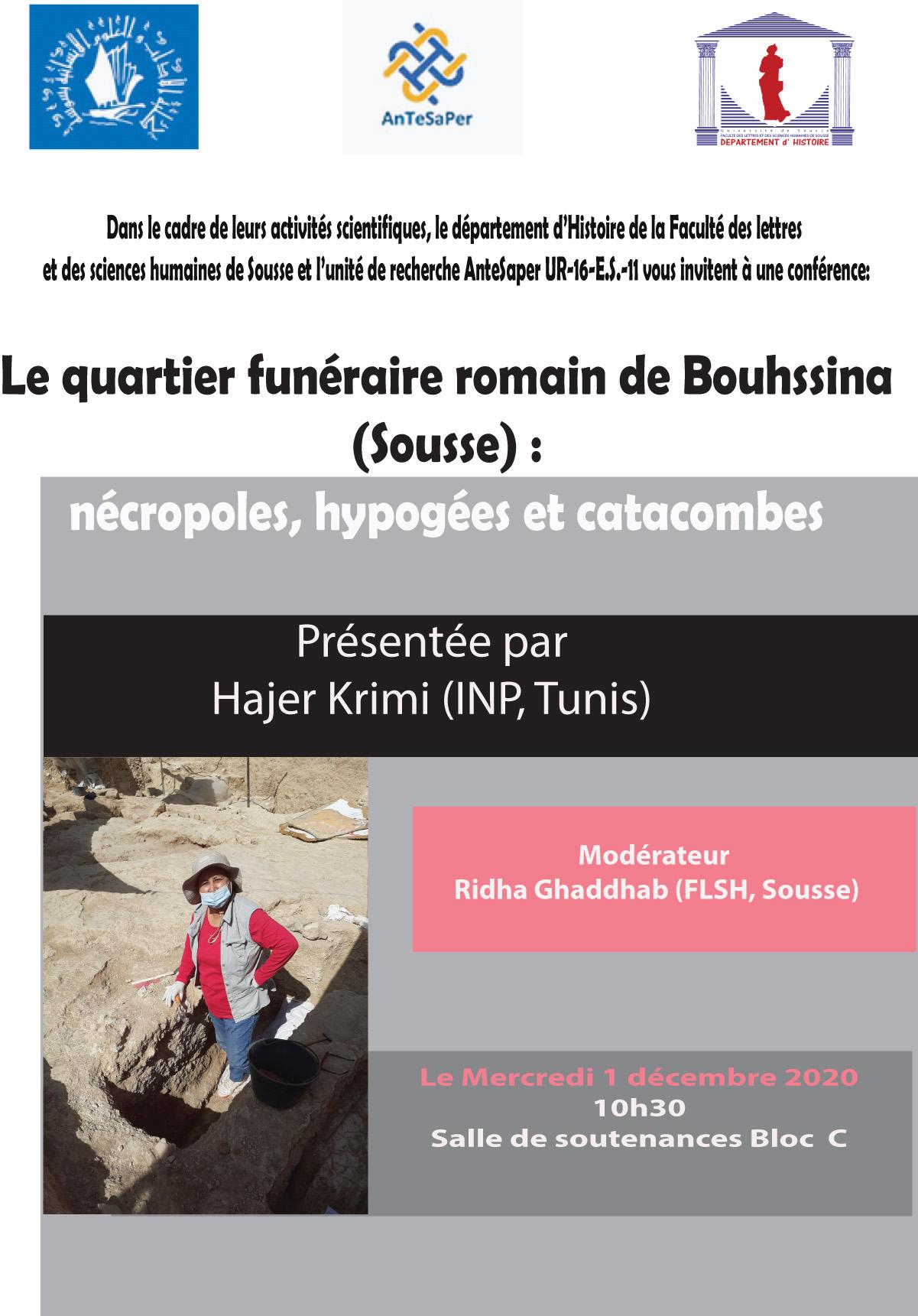 Le quartier funéraire romain de Bouhssina (Sousse) : nécropoles, hypogées et catacombes